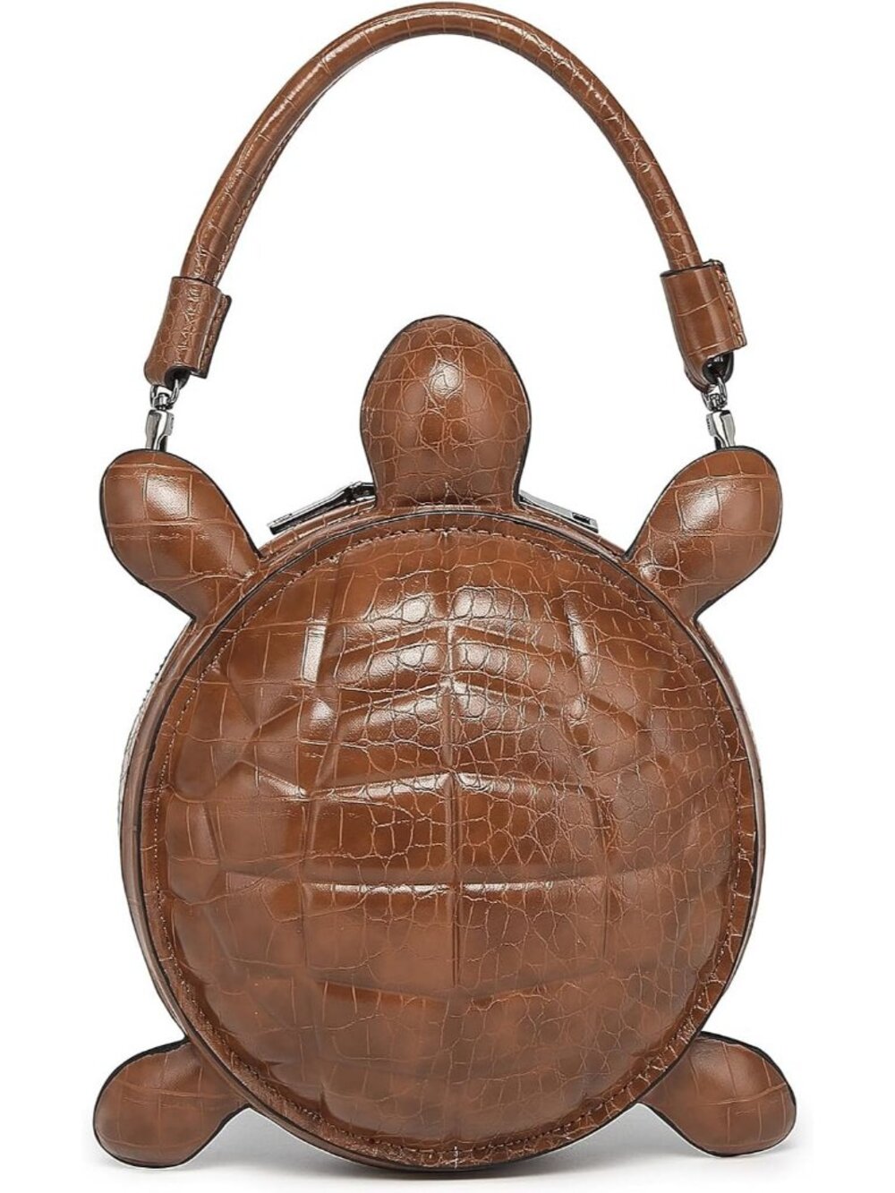 Unisex Brown Pu Leather Turtle Shape Handbag Purse Removable Strap Crossbody